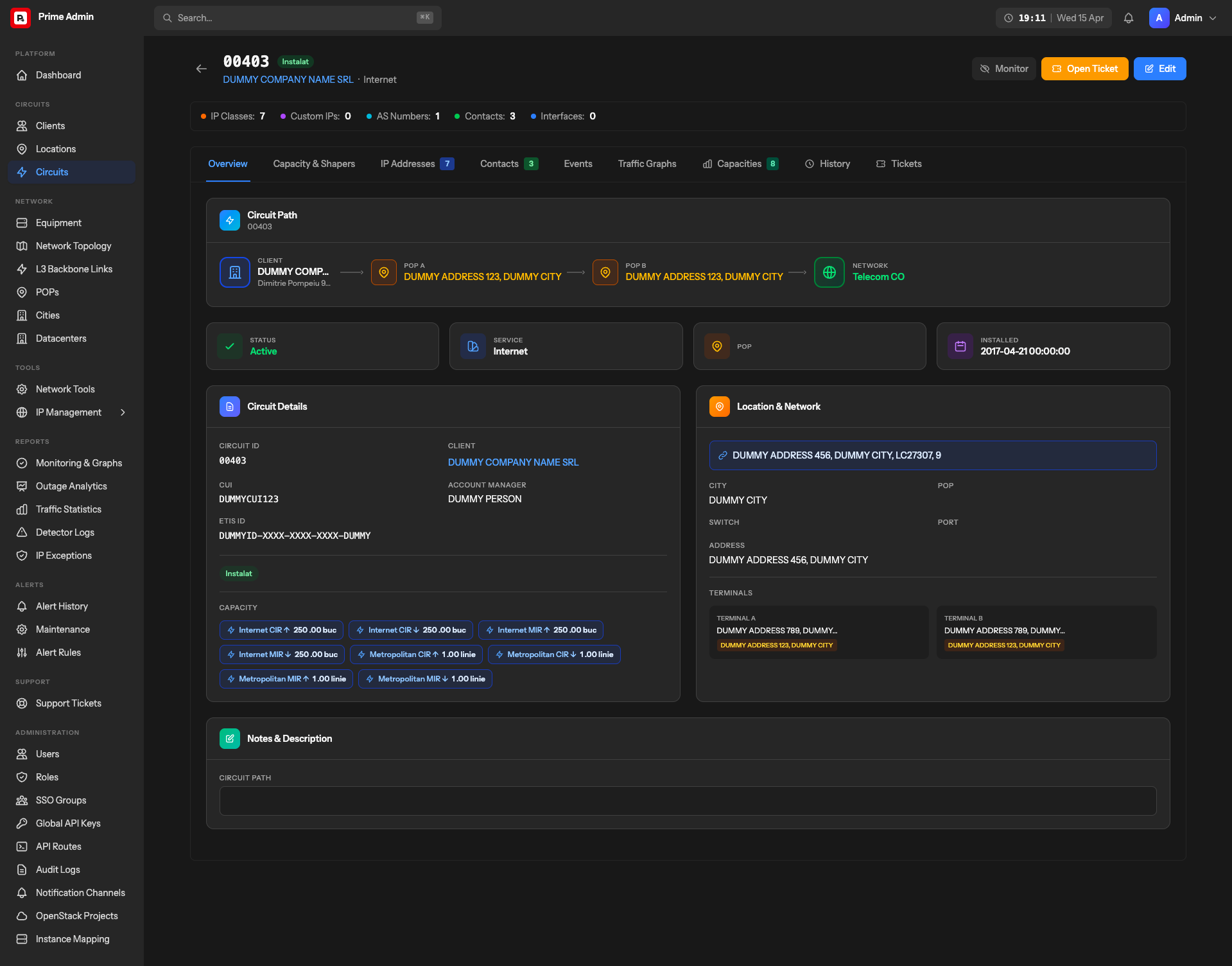 Telecom Administration Dashboard